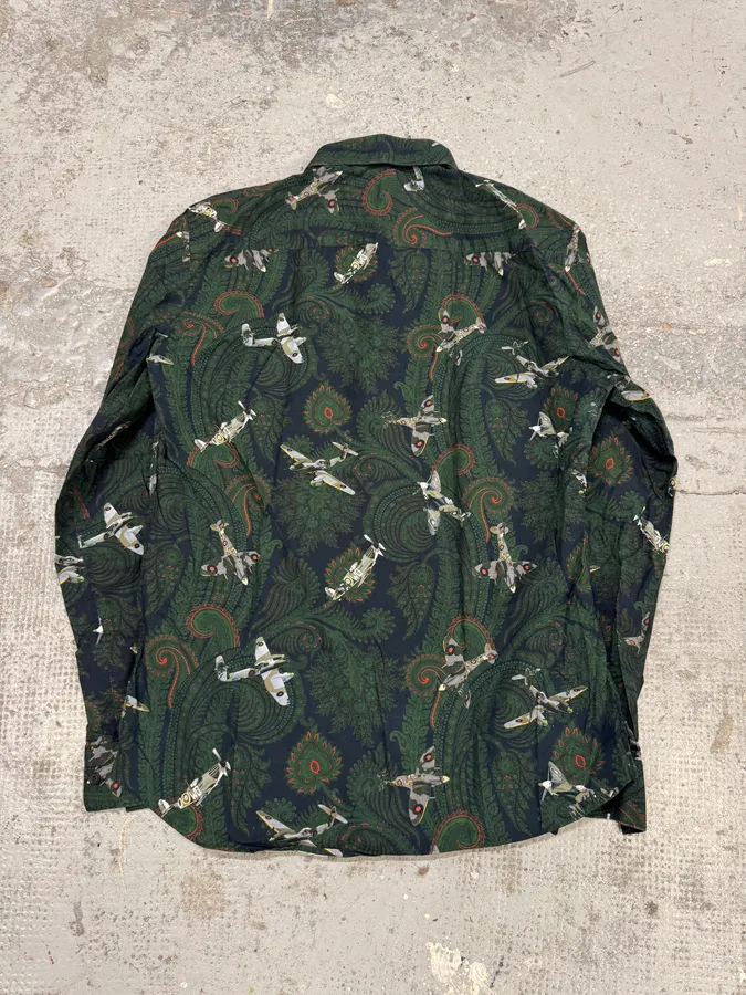 2010s Givenchy Green Aviator Flowers Shirt - Image 4