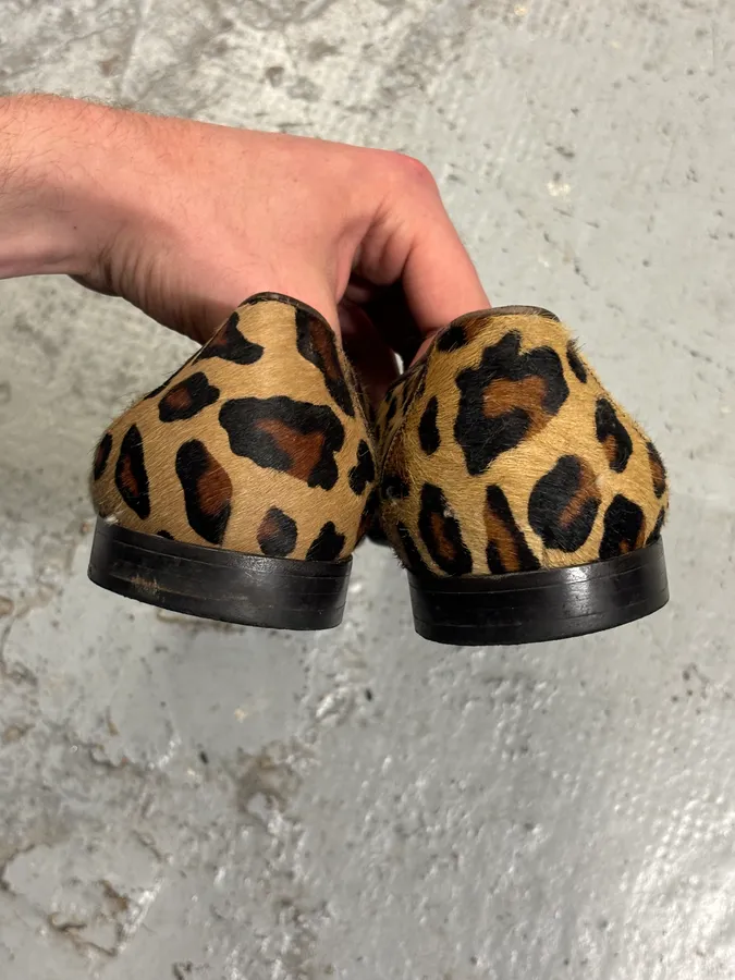 2010s Gucci Beige Leopard Calf Hair Loafers - Image 11