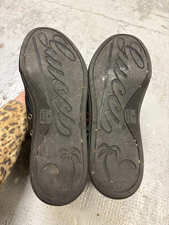 2010s Gucci Black High Leather Sneakers - Image 8