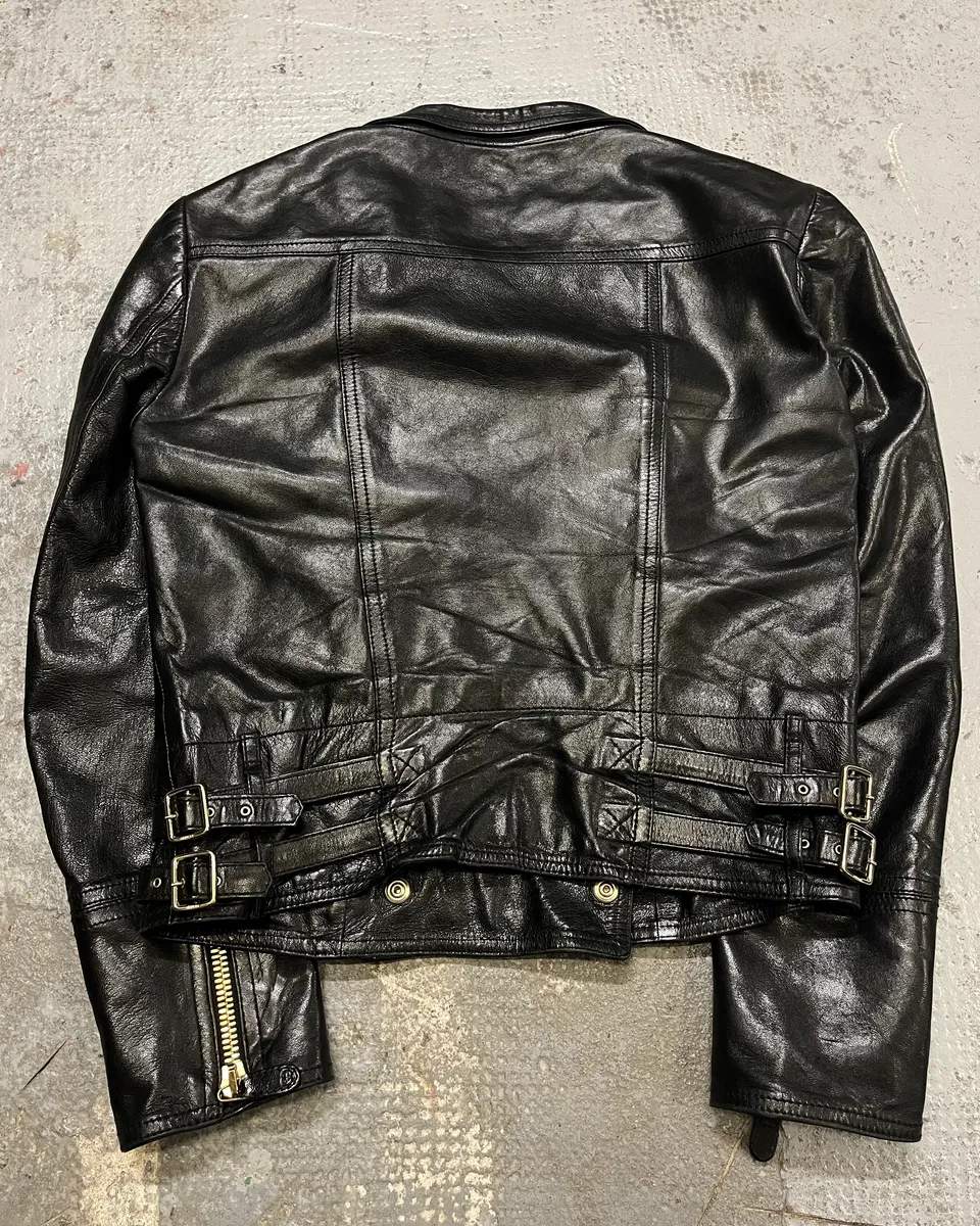 2010s Gucci Black Leather Gold-Studded Biker Jacket - Image 7
