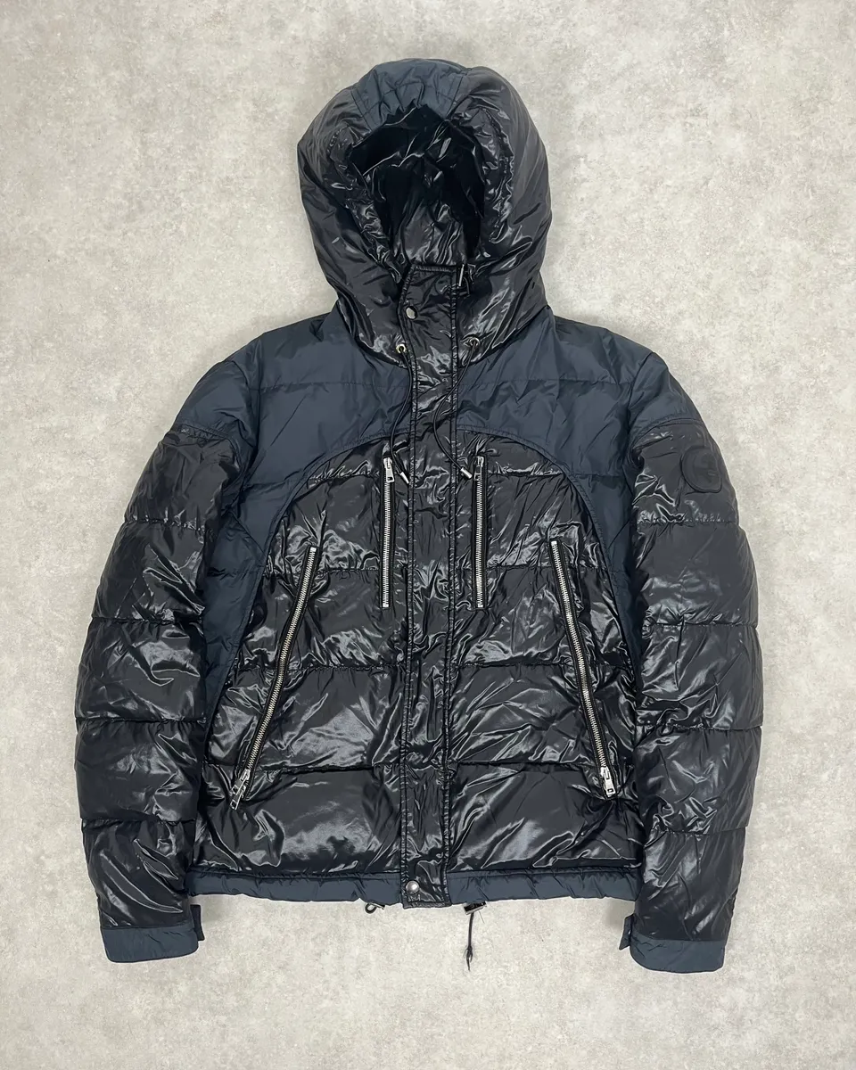 2010s Gucci Black & Navy Hooded Puffer Jacket