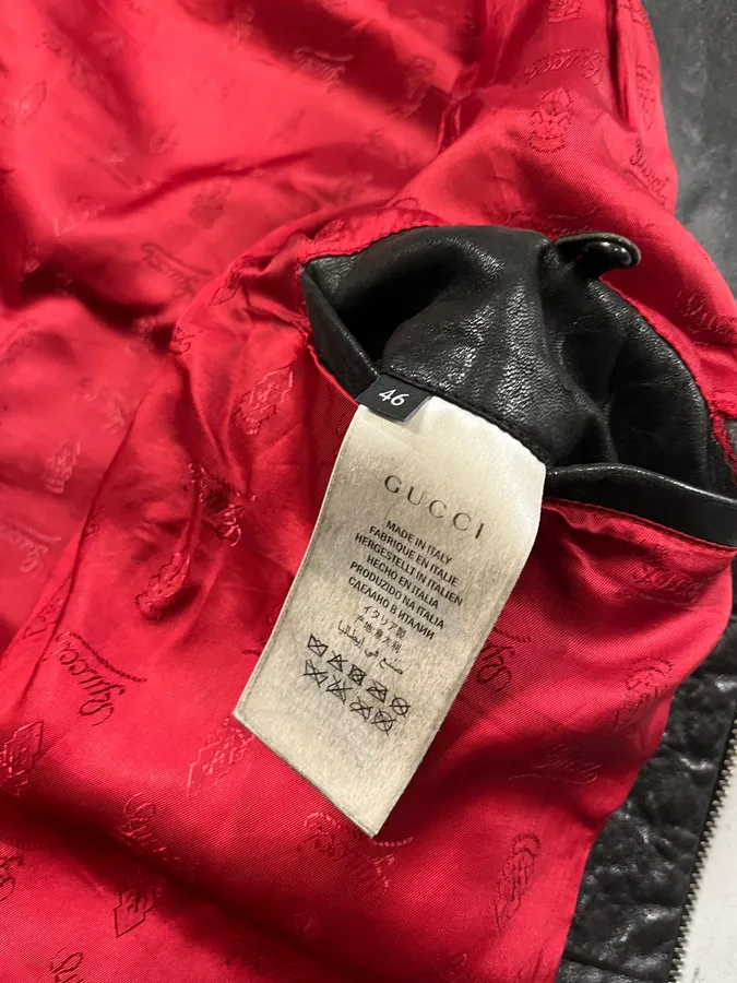 2010s Gucci Black Scars Leather Biker Jacket - Image 11
