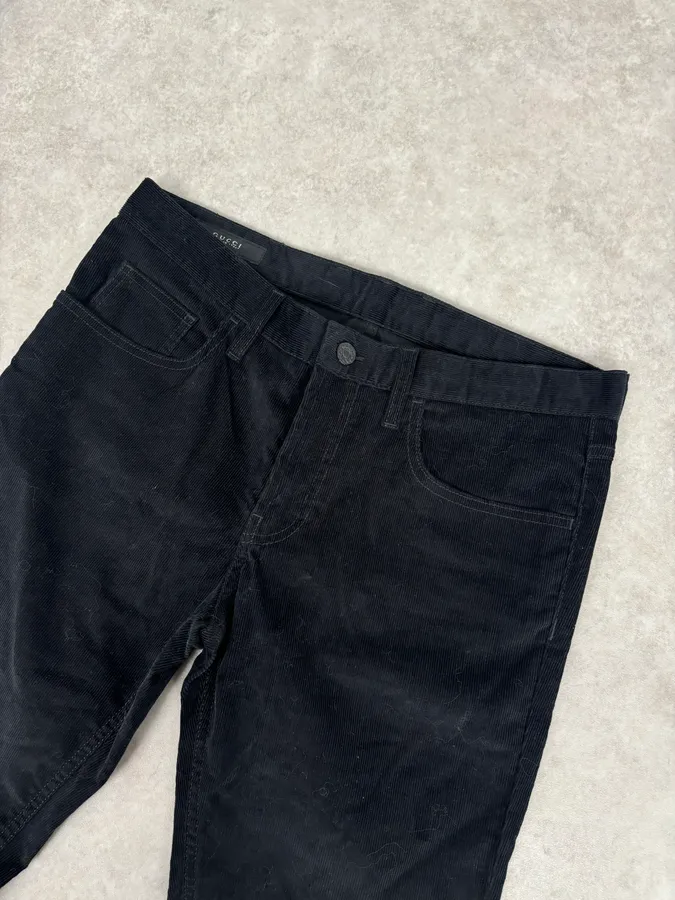 2010s Gucci Black Slim Corduroy Pants - Image 5