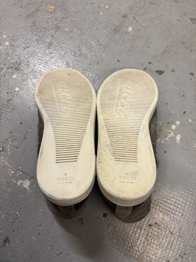 2010s Gucci Eyed Grey Suede Leather High Sneakers - Image 8