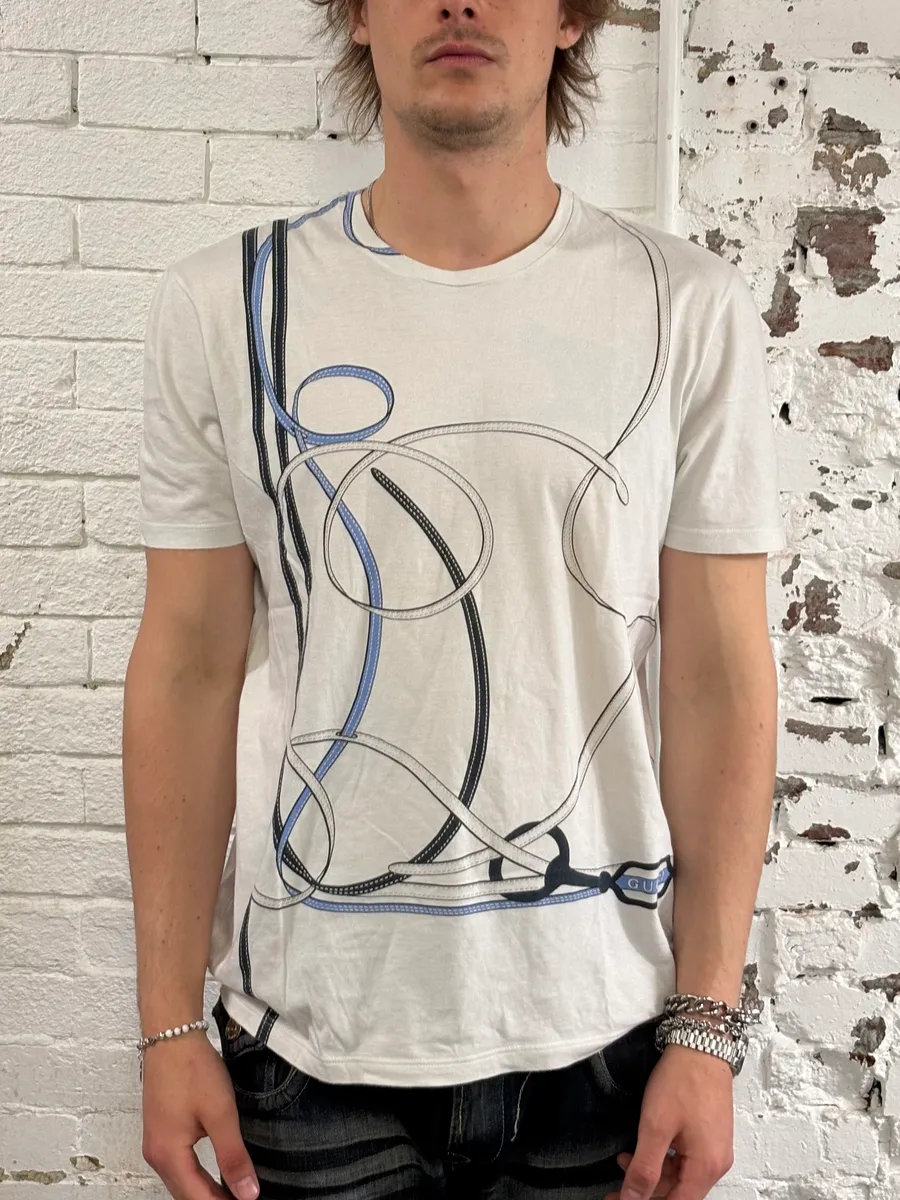 2010s Gucci Harness Effect White T-Shirt - Image 2