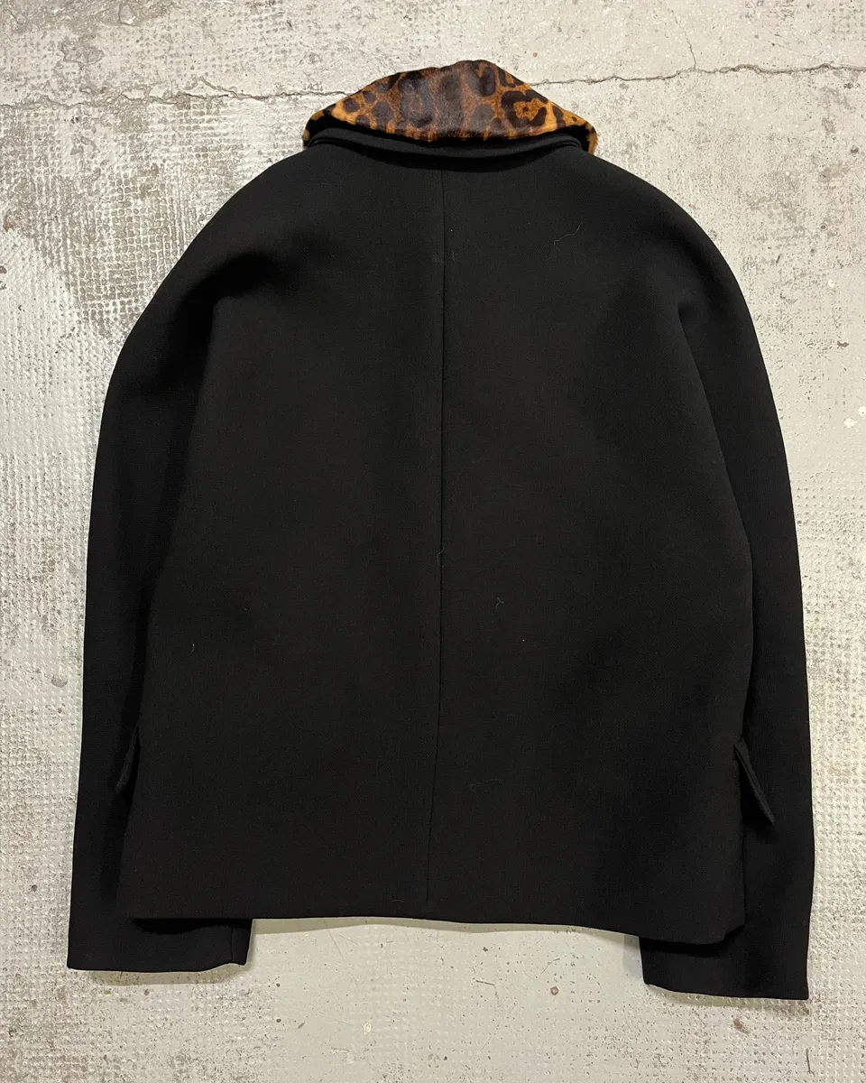 2010s Gucci Leopard Collar Black Wool Jacket - Image 7