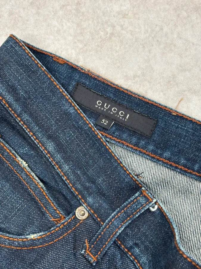 2010s Gucci Navy Horsebit Embroidered Denim Jeans - Image 11