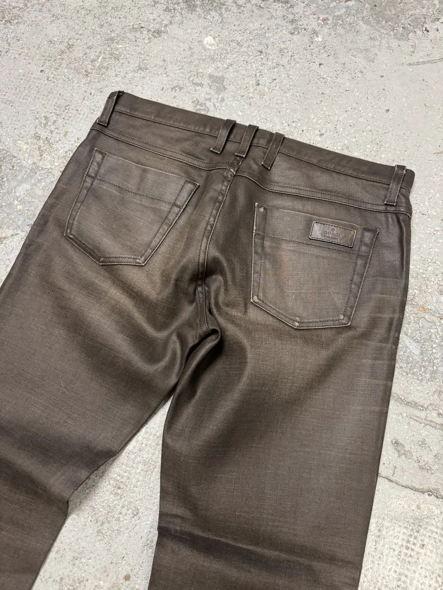 2010s Gucci Signature Brown Eroded Slim Denim Jeans - Image 6