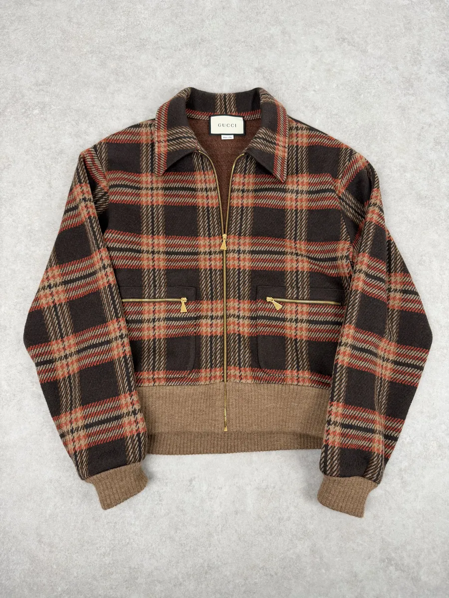 2010s Gucci Wool Red Checkered Jacket - Image 6