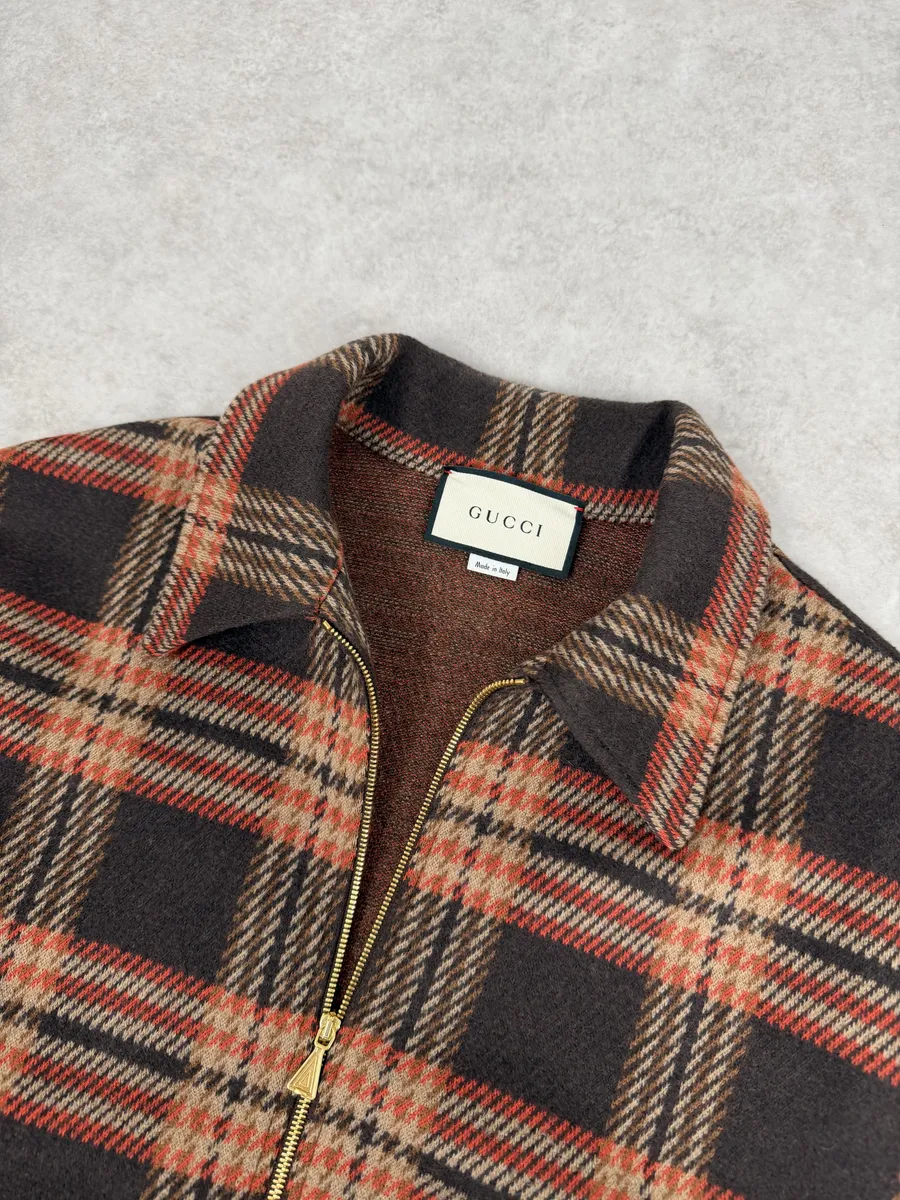 2010s Gucci Wool Red Checkered Jacket - Image 8