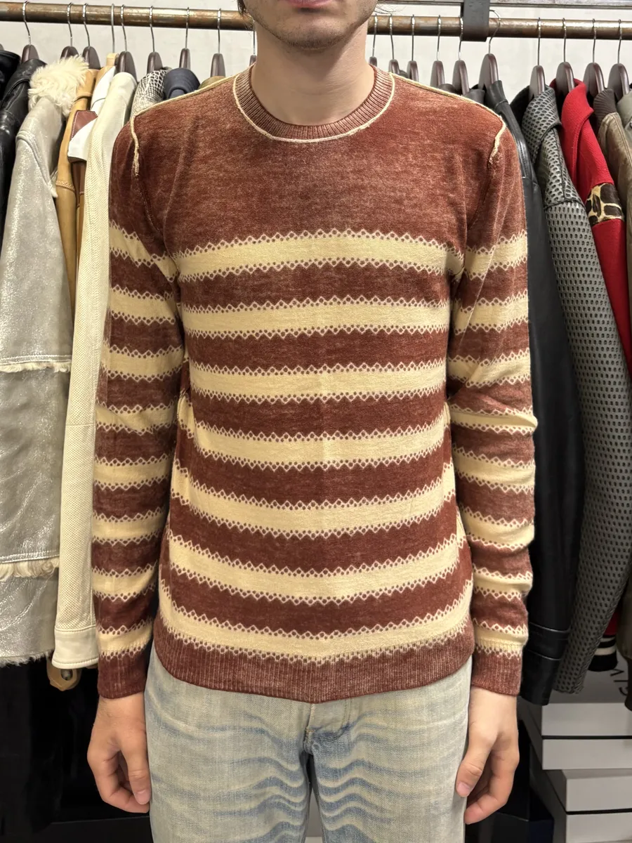 2010s Jean Paul Gaultier Red & White Wool Striped Sweater - Image 2