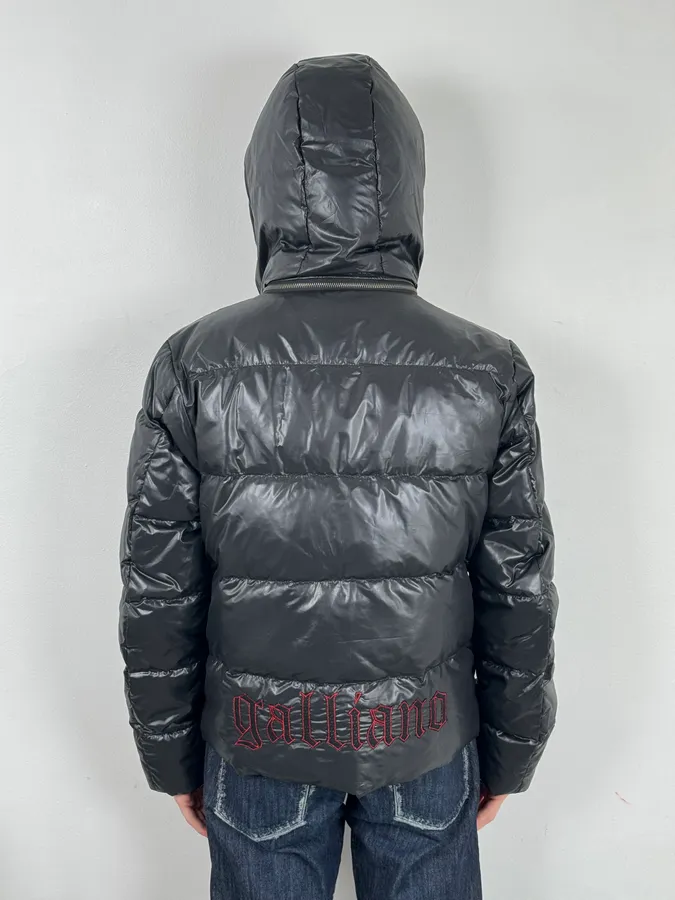 2010s John Galliano Black Hooded Puffer Jacket - Image 4