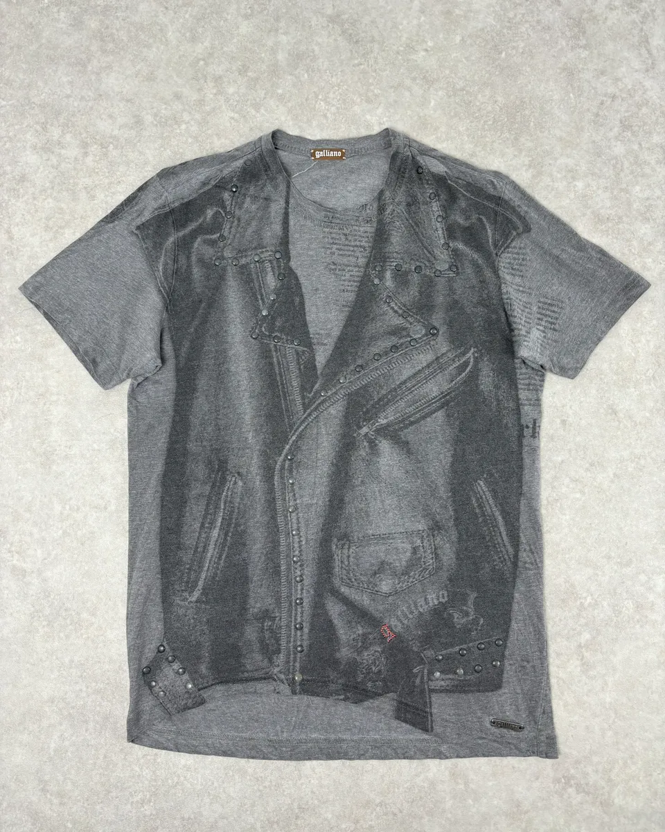 2010s John Galliano Grey Abstract Trompe Loeil T-Shirt