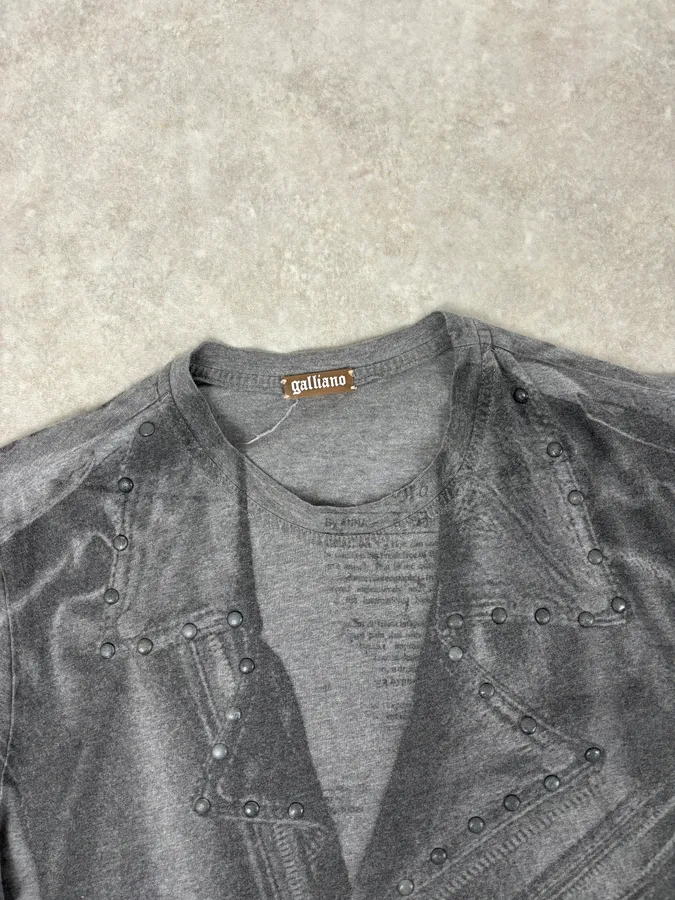 2010s John Galliano Grey Abstract Trompe Loeil T-Shirt - Image 4