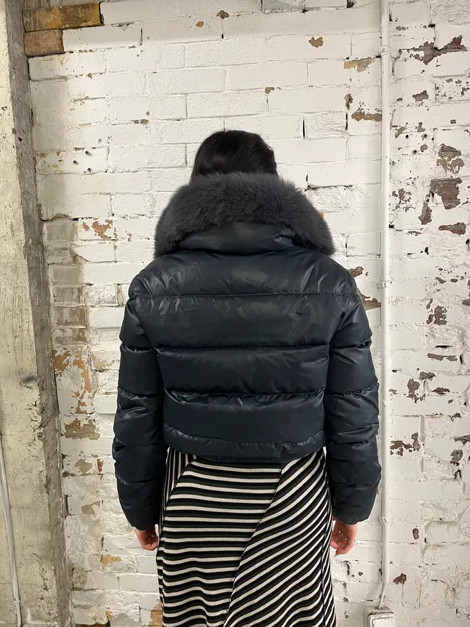 2010s John Galliano Navy Extra Bomber Puffer Jacket - Image 2