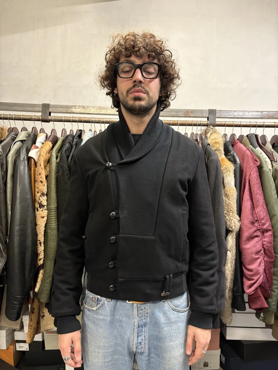 2010s Kris Van Assche Black Asymmetrical Wool Jacket - Image 2