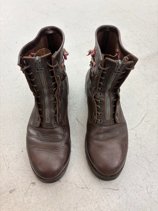 2010s Lanvin Brown Leather Laced Zip Boots - Image 2