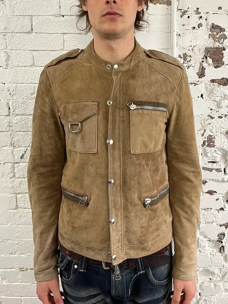 2010s Lanvin Multi-Pocket Beige Suede Leather Jacket - Image 2