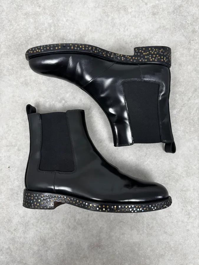 2010s Maison Margiela Black Nail Sole Leather Boots - Image 2