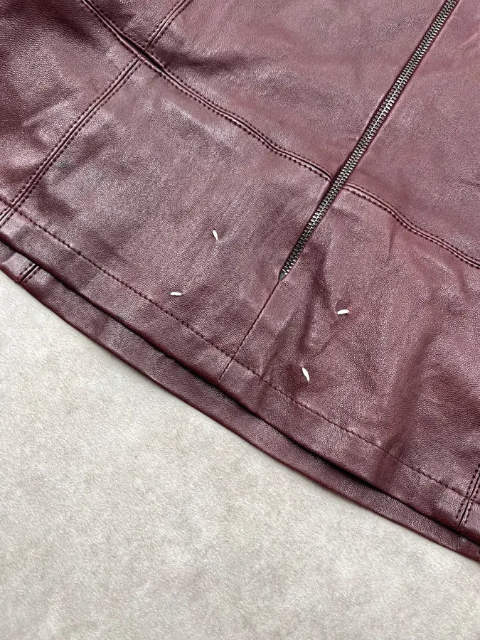 2010s Maison Margiela Signature Burgundy Leather Jacket by John Galliano - Image 7