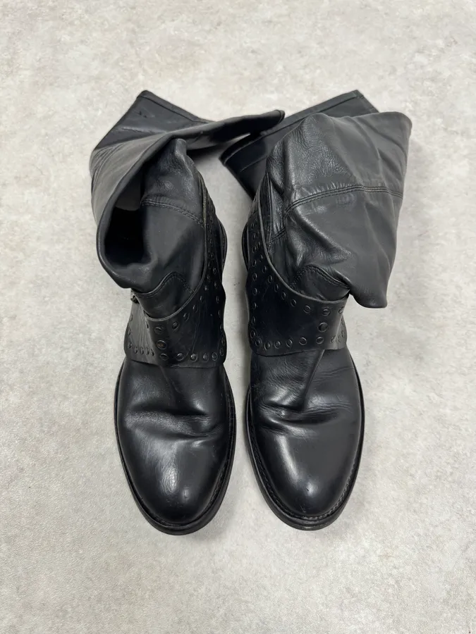 2010s Marithé + François Girbaud Black Rock Western Ankle Leather Boots - Image 2