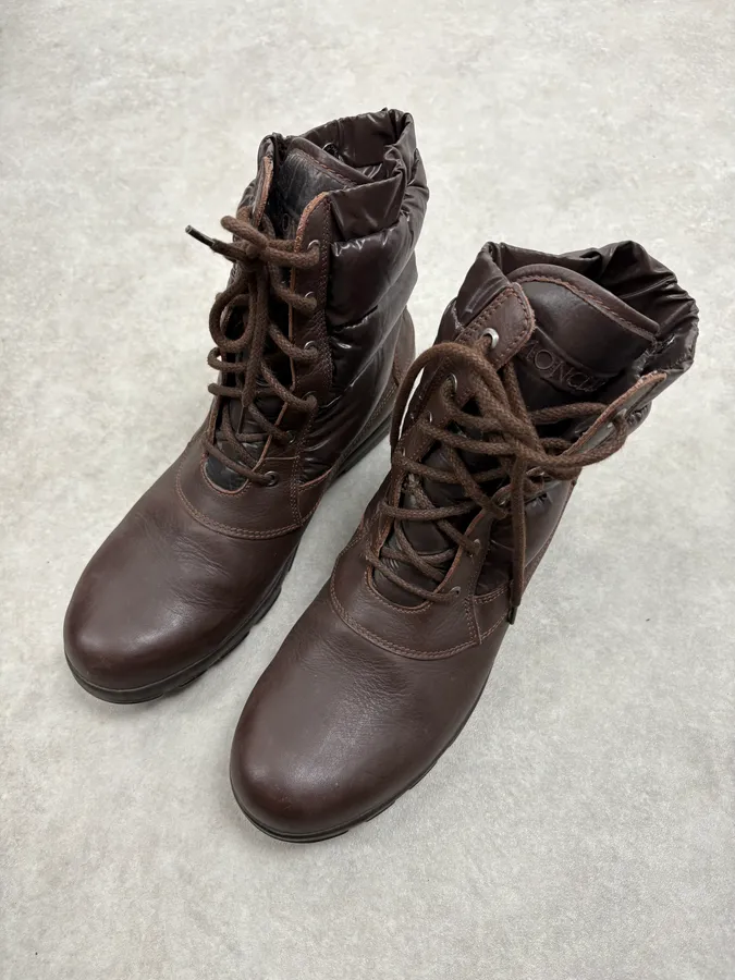 2010s Moncler Brown Puffer & Leather Boots - Image 3