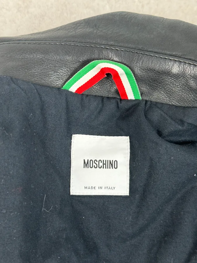 2010s Moschino Black Hybrid Leather Perfecto Jacket - Image 12