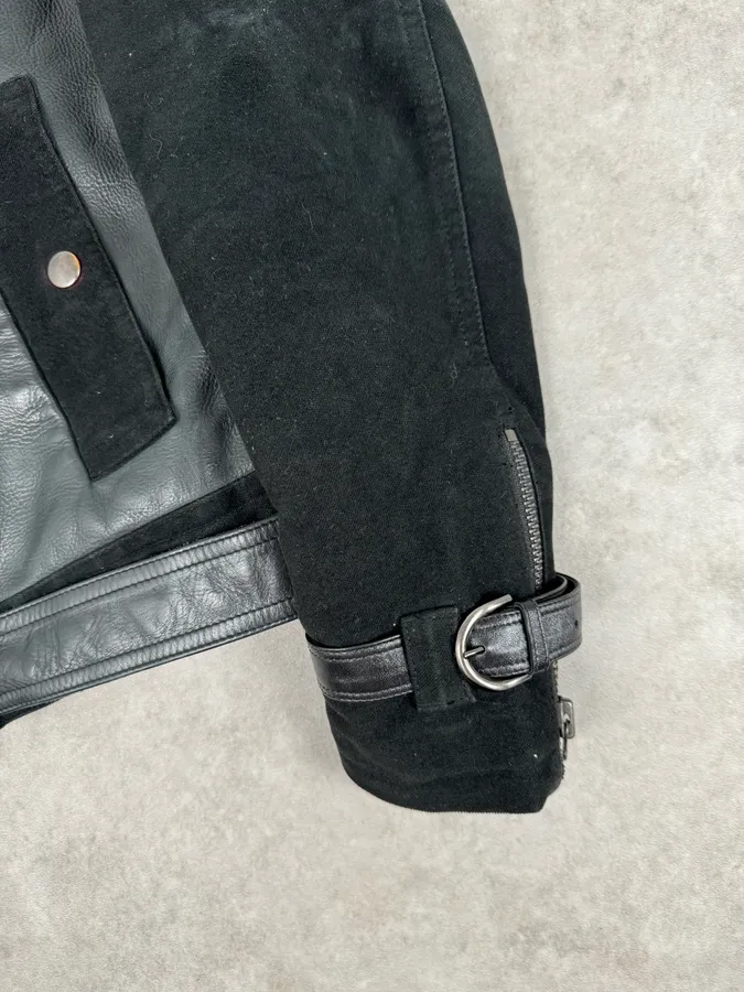 2010s Moschino Black Hybrid Leather Perfecto Jacket - Image 6
