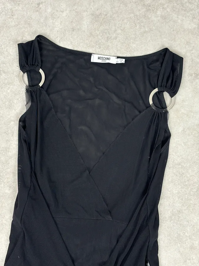 2010s Moschino Black Wrap Cocktail Dress - Image 4