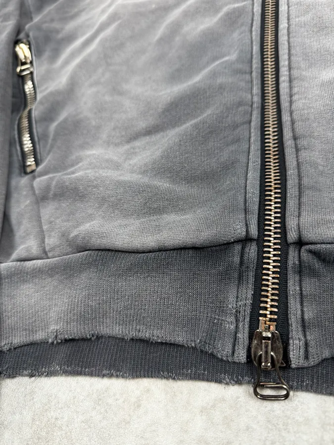 2010s Pierre Balmain Grey Distressed Zip-up Hoodie - Image 9