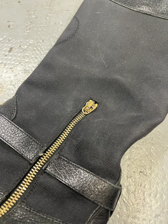 2010s Prada Black Leather Buckle Knee-High Boots - Image 6