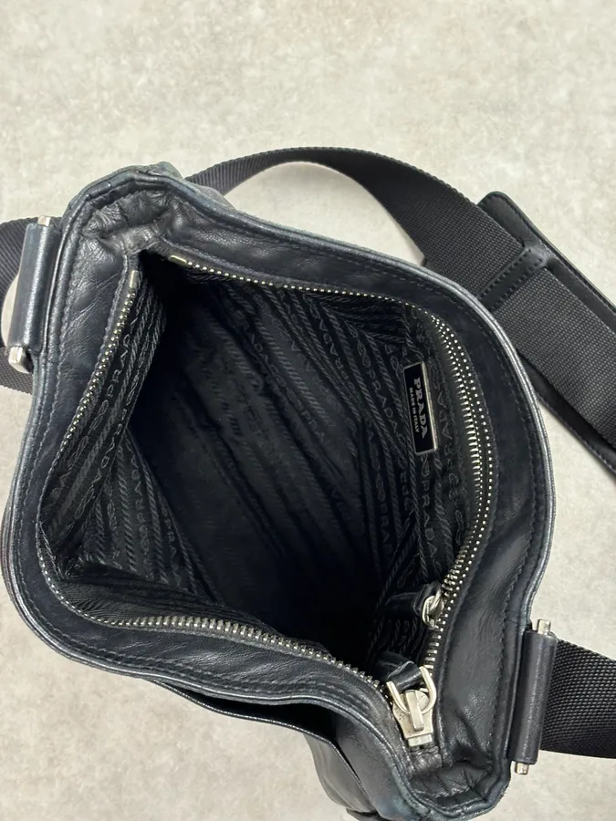 2010s Prada Black Leather Minimalist Shoulder Bag - Image 16