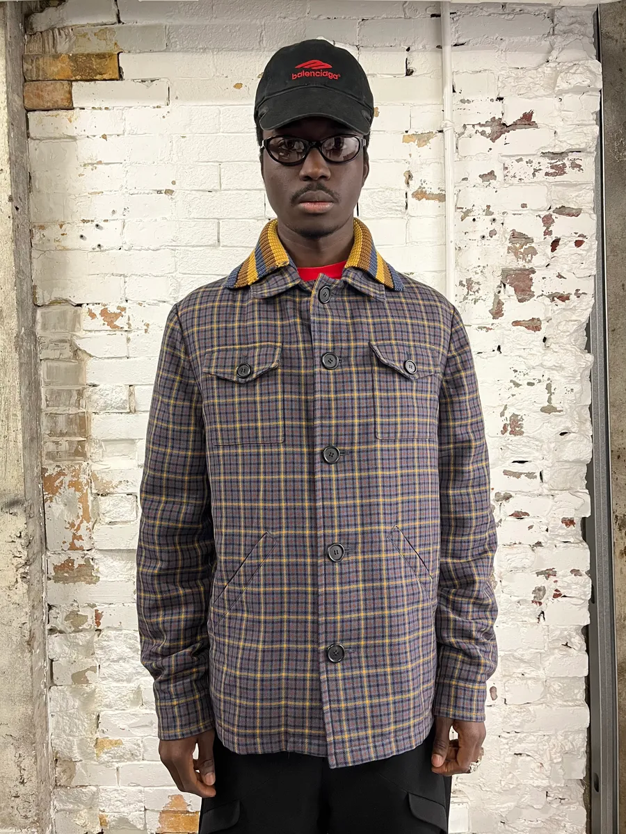 2010s Prada Wool Checkered Detachable Colar Jacket - Image 2