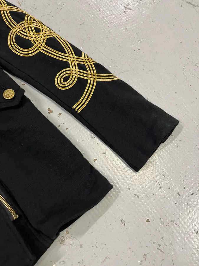 2010s Ralph Lauren Asymmetrical Zip Buttoned Officer Black Jacket - Image 6