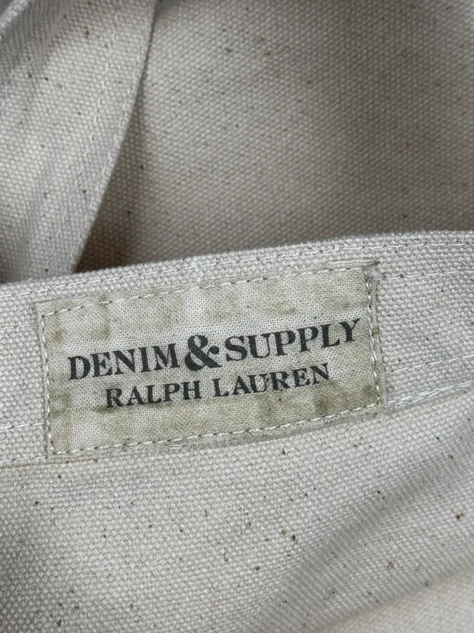 2010s Ralph Lauren Beige Distressed American Flag Tote Bag - Image 9