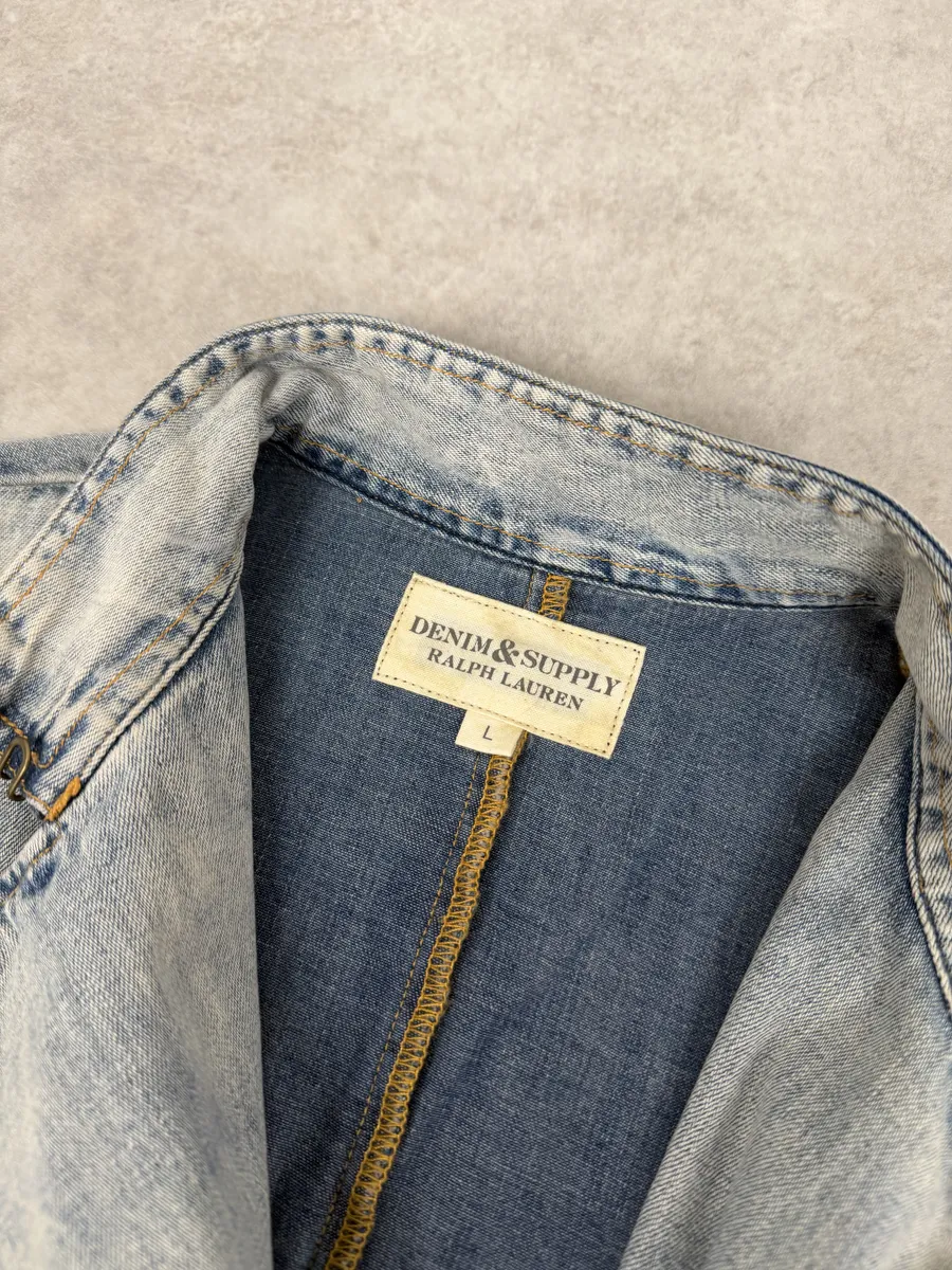2010s Ralph Lauren Blue Denim Officer Napoleon Jacket - Image 11
