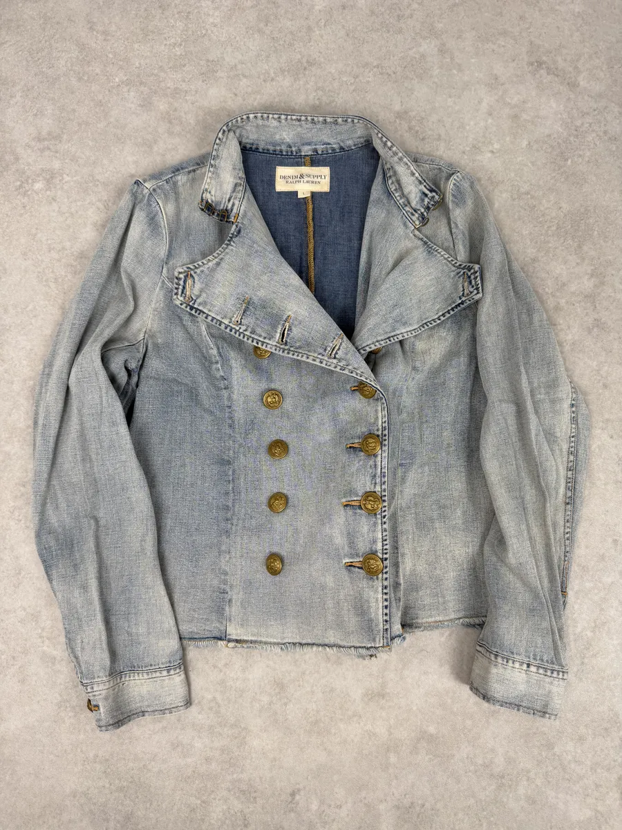 2010s Ralph Lauren Blue Denim Officer Napoleon Jacket - Image 7