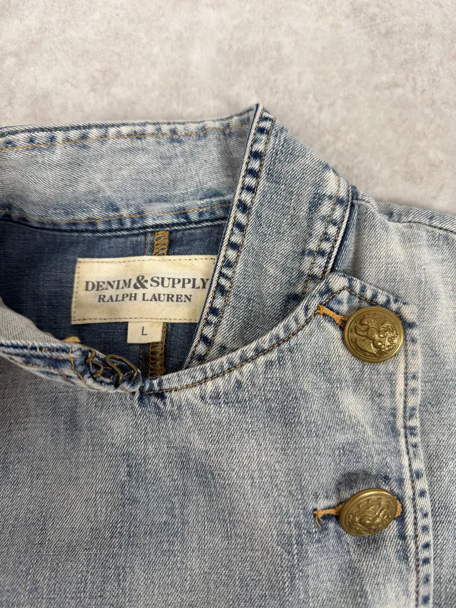 2010s Ralph Lauren Blue Denim Officer Napoleon Jacket - Image 8