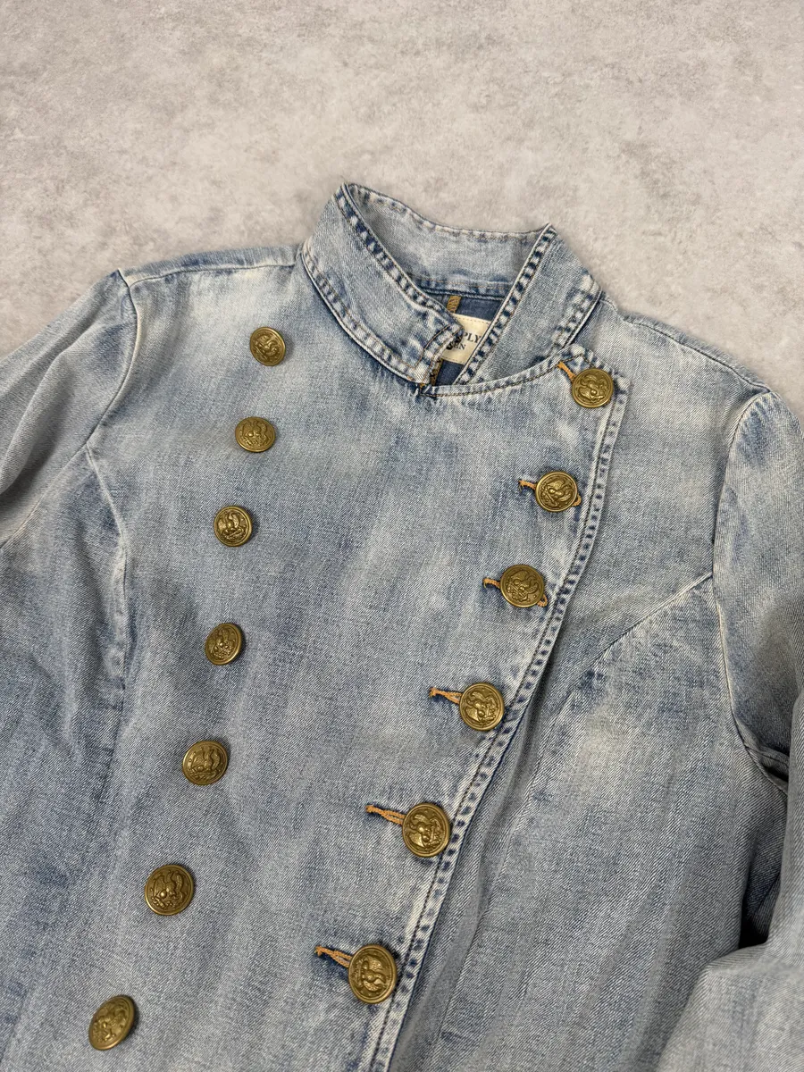 2010s Ralph Lauren Blue Denim Officer Napoleon Jacket - Image 9