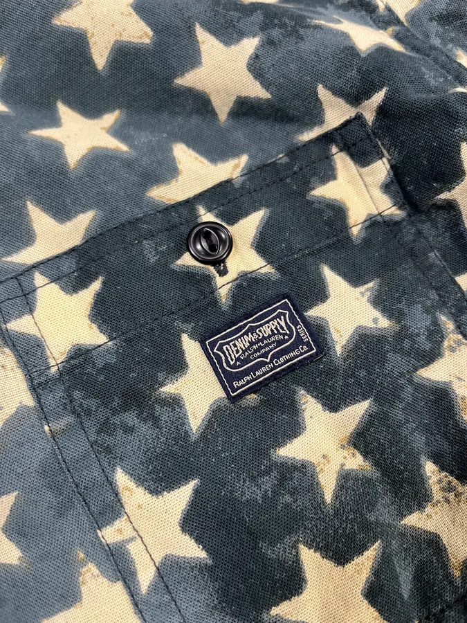 2010s Ralph Lauren Bue Star Print Shirt - Image 7
