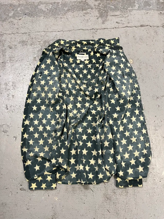 2010s Ralph Lauren Bue Star Print Shirt - Image 9