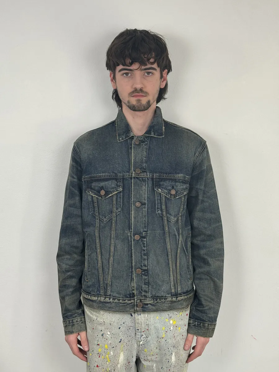 2010s Ralph Lauren Denim & Supply Blue Eagle Faded Denim Jacket - Image 4