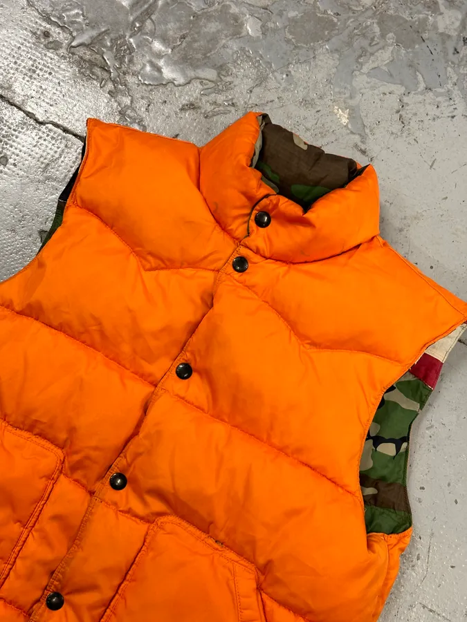 2010s Ralph Lauren Denim & Supply Orange Camo Reversible Puffer Vest - Image 10