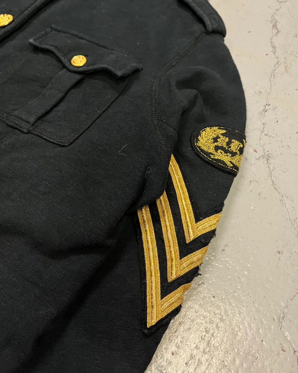 2010s Ralph Lauren Gold Buttons Officer Black Jacket - Image 6