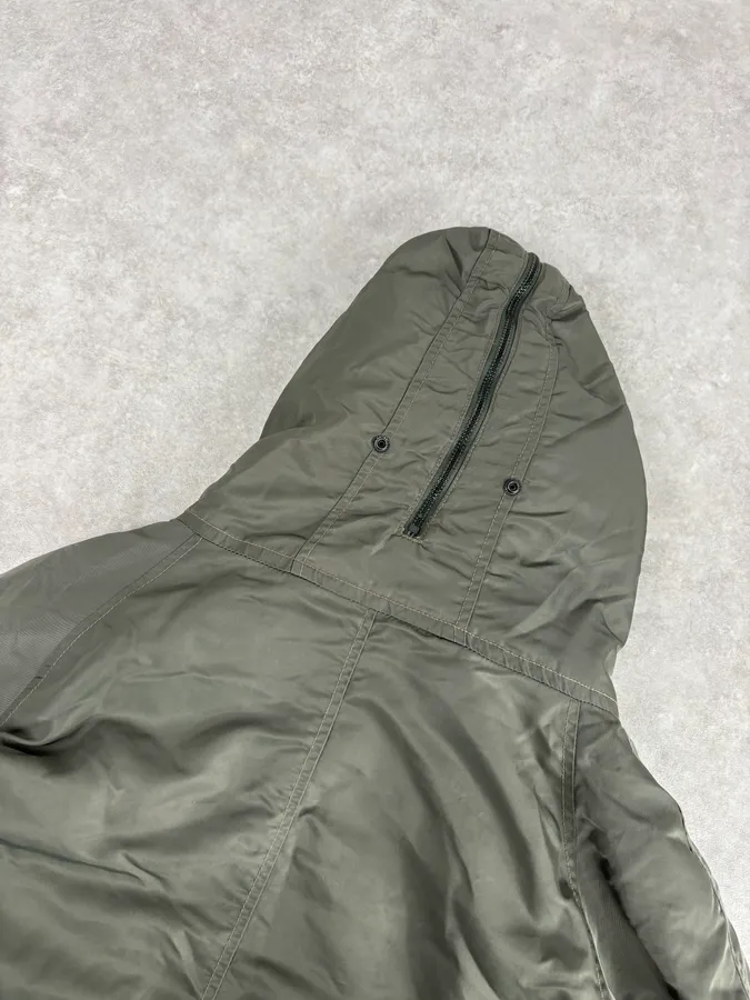2010s Ralph Lauren Green Aviator Detachable Hood Bomber Jacket - Image 10