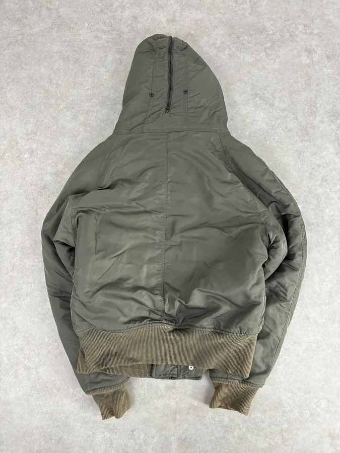 2010s Ralph Lauren Green Aviator Detachable Hood Bomber Jacket - Image 7