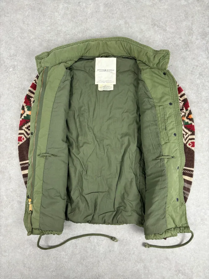 2010s Ralph Lauren Green & Brown Nylon Military Knit Sleeves Cargo Jacket - Image 7