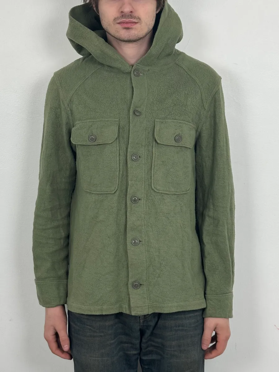 2010s Ralph Lauren Green Hooded Buttoned Jacket