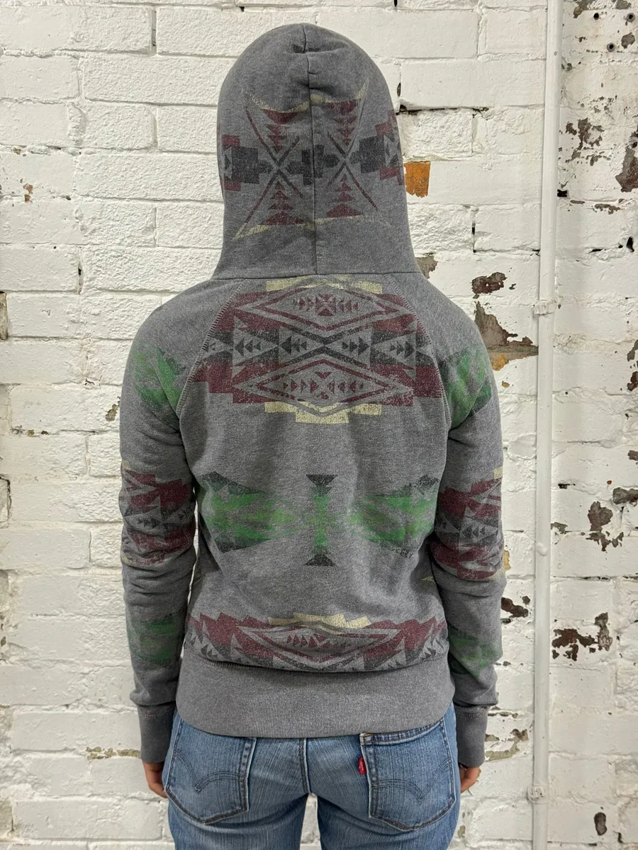 2010s Ralph Lauren Grey Native Zip-up Hoodie - Image 3