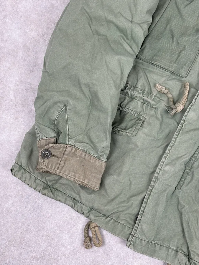 2010s Ralph Lauren Khaki Field Jacket Nylon Striped Military Jacket - Image 9